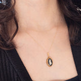 Vintage-Halskette aus 9-karätigem Gelbgold mit Jaspis-Anhänger aus 9-karätigem Gelbgold, 70er Jahre