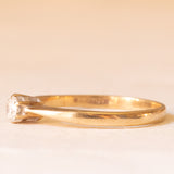 Vintage-Solitär aus 9 Karat Gelbgold mit Diamant im Brillantschliff (ca. 0.14 ct), 1988