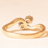 Vintage Toi et Moi in 9K yellow and white gold with brilliant cut diamonds (approx. 0.22ctw), year 1984