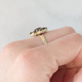 Anello a fiore vintage in oro giallo 8K con granati (2ctw ca.), anni ‘50/‘60