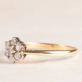 Vintage-Gänseblümchenring aus 9-karätigem Gelbgold mit Diamanten im Brillantschliff (ca. 0.35 ctw), 80er/90er Jahre