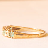 Veretta vintage in oro giallo 9K con smeraldi (0.12ctw ca.) e diamanti, anno 1977