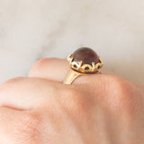 Solitario vintage in oro giallo 8K con granato, anni ‘50/‘60