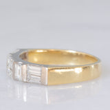 Bague vintage en or jaune et blanc 18 carats avec diamants taille baguette (environ 1 ct), années 80