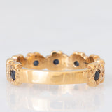 Mezzo eternity vintage in oro giallo 9K con zaffiri (0.36ctw ca.), anno 1983