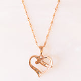 Vintage-Halskette mit Kette aus 9-karätigem Roségold und Herzanhänger aus 9-karätigem Roségold mit Diamanten