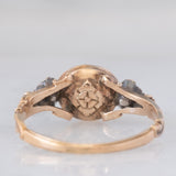 Antike Trilogie aus 18-karätigem Gelbgold und Silber mit Granat und Diamanten im Rosenschliff, zweite Hälfte des 800. Jahrhunderts