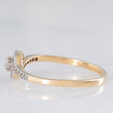 Anillo tourbillon vintage de oro amarillo de 18 quilates y plata con diamantes (centro de aprox. 0.15 ct), década de 50