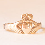 Raro anello Claddagh antico originale irlandese in oro giallo 9K, anno 1833