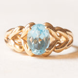 Vintage-Ring aus 9-karätigem Gelbgold mit behandeltem Blautopas (ca. 1.40 ct), Jahr 1999