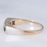 Veretta antica in oro giallo 14K con smeraldi (0.30ctw ca.) e diamanti (0.30ctw ca.), anni ‘20/‘30
