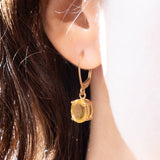 Vintage Tropfenohrringe aus 9-karätigem Gelbgold mit Citrin-Quarz (ca. 3.20 ctw), 70er Jahre