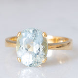 Anello da cocktail vintage in oro giallo 18K con acquamarina (3.50ct ca.), anni ‘60
