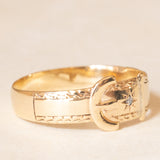 Vintage-Gürtelschnallenring aus 9-karätigem Gelbgold mit Diamant, 1993