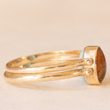 Anello doppio girevole vintage in oro giallo 9K con amazonite e ambra, anni ‘70/‘80