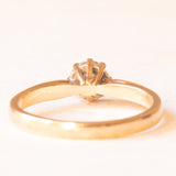 Solitario vintage de oro amarillo y blanco de 9 quilates con diamante de talla brillante (aprox. 0.15 quilates), años 60
