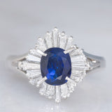 Ballerina in blu - Anello ballerina vintage in platino con zaffiro e diamanti