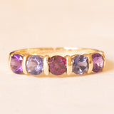 Vintage-Ring aus 9-karätigem Gelbgold mit Amethysten, Turmalin und Iolithen, 2005