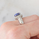 Anello vintage in platino con opale nero (1.51) e diamanti (0.92ctw), anni ‘80/‘90