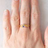 Anello a fiore vintage in oro giallo 8K con topazi colorati (0.40ctw ca.)