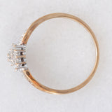 Anello a fiore vintage in oro giallo e bianco 9K con diamanti (0.15ctw ca.), anni ‘80