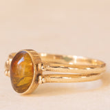 Anello doppio girevole vintage in oro giallo 9K con amazonite e ambra, anni ‘70/‘80