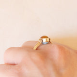 Anello doppio girevole vintage in oro giallo 9K con amazonite e ambra, anni ‘70/‘80