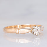 Solitario antico in oro giallo 14K con diamante di taglio vecchia miniera (0.20ct ca.), anni ‘10