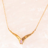Collana vintage in oro giallo 9K con ametista (0.25ct ca.) e diamanti, anni ‘70/‘80 ca.