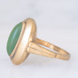 Anello da cocktail vintage in oro giallo 8K con pietra verde acqua, anni ‘70