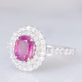 Anello a margherita moderno in platino con rubino (1.51ct) e diamanti (0.72ctw), anni ‘2000