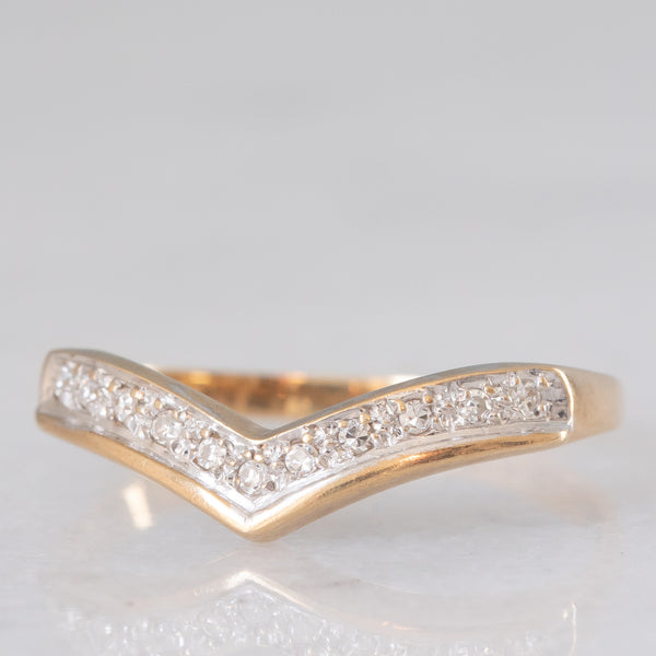 Anello a “V” in oro giallo e bianco 9K con diamanti (0.05ctw ca.), anno 1989