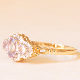 Anello vintage in stile vittoriano in oro giallo e bianco 9K con ametiste (0.60ctw ca.) e diamanti