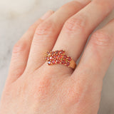 Anello in oro giallo 9K con pietre rosse