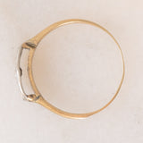 Trilogie Art Déco en or jaune et blanc 9 carats avec diamants taille ancienne (environ 0.09 ct), années 20/30