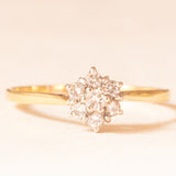 Vintage-Blumenring aus 18-karätigem Gelb- und Weißgold mit Diamanten im Brillantschliff (ca. 0.27 ctw), 1991