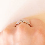 Anello vintage in oro giallo e bianco 9K con diamanti