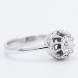 Solitario in oro bianco 18K con diamante di taglio vecchia miniera (0.97ct ca.)