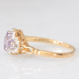 Anello vintage in stile vittoriano in oro giallo 9K con ametiste (0.50ctw ca.) e diamanti