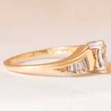 Vintage-Ring aus 14-karätigem Gelb- und Weißgold mit zentralem Diamanten im Marquise-Schliff (ca. 0.25 ct) und seitlichen Diamanten im konischen Schliff, 70er/80er Jahre