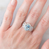 Anello vintage in platino con acquamarina (2.33ct) e diamanti (1ctw), anni ‘80/‘90