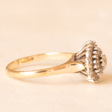 Vintage-Blumenring aus 9-karätigem Gelb- und Weißgold mit Diamanten (ca. 0.25 ctw), 1986