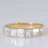 Bague vintage en or jaune et blanc 18 carats avec diamants taille baguette (environ 1 ct), années 80