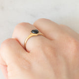 Anello vintage in oro giallo 9K con onice di taglio a cuore, anno 1989