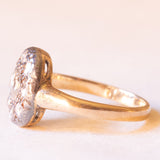 Антикварное кольцо из желтого золота 14 карат и серебра с ромашками и бриллиантами огранки «розетка» (около 0.68 карата), начало 900-х годов.