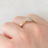 Anello a fiore vintage in oro giallo 9K con diamanti (0.25ctw ca.), anni ‘90