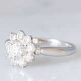Anello a margherita vintage in platino con diamanti di taglio brillante (1.02ctw), anni ‘70/‘80