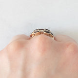 Anello harem in oro giallo 18K con granati (1.50ctw ca.) e pietre bianche, anni ‘60/‘70