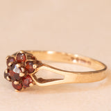 Vintage 9K Yellow Gold Flower Ring with Garnets (0.30ctw approx.)