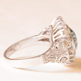 Vintage-Gänseblümchen-Ring aus 18 Karat Weißgold mit hellblauem Zirkon (ca. 4.50 ct) und Diamanten (ca. 0.84 ctw)
